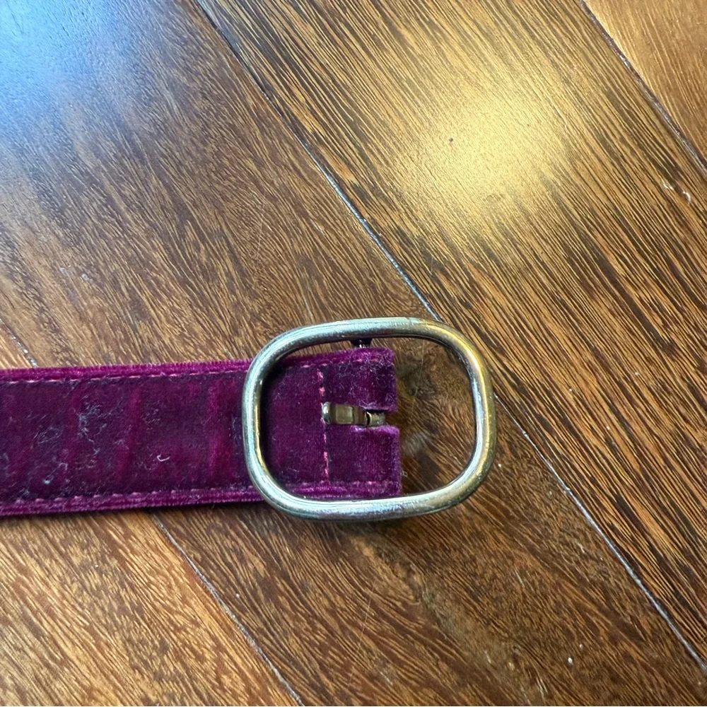 Ann Taylor Elegant Purple Velvet Belt with Gold Buckle Size Small